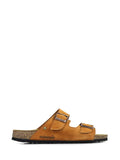 Amália Camel Suede Two-Strap Sandals