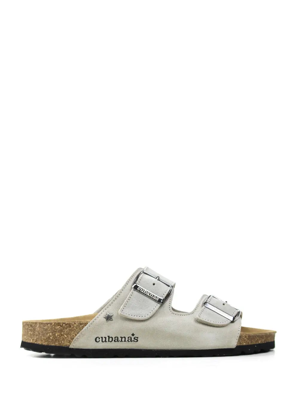 Amália Grey Suede Two-Strap Sandals