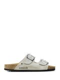 Amália Grey Suede Two-Strap Sandals