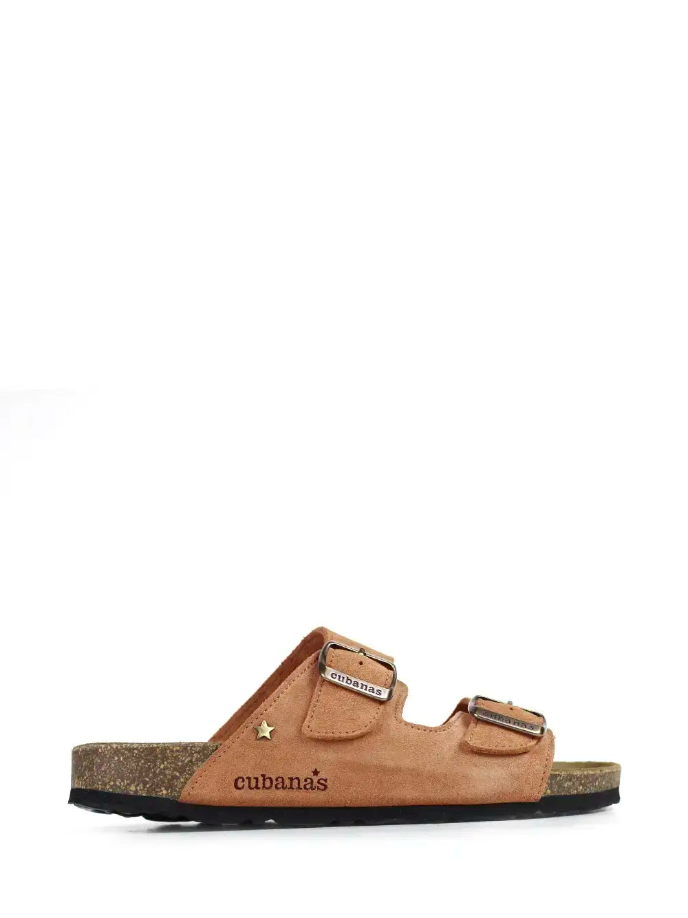 Amália Beige Suede Two-Strap Sandals