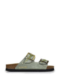 Amália Green Suede and Fur Sandals