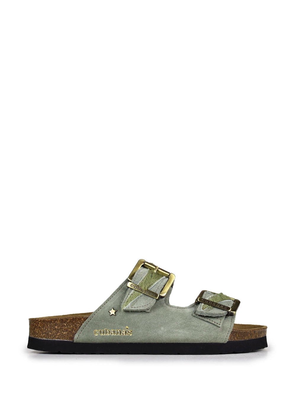 Amália Green Suede and Fur Sandals