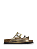 Amália Golden Leather and Fur Sandals