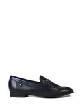 Loafer Preto em Pele e Metal