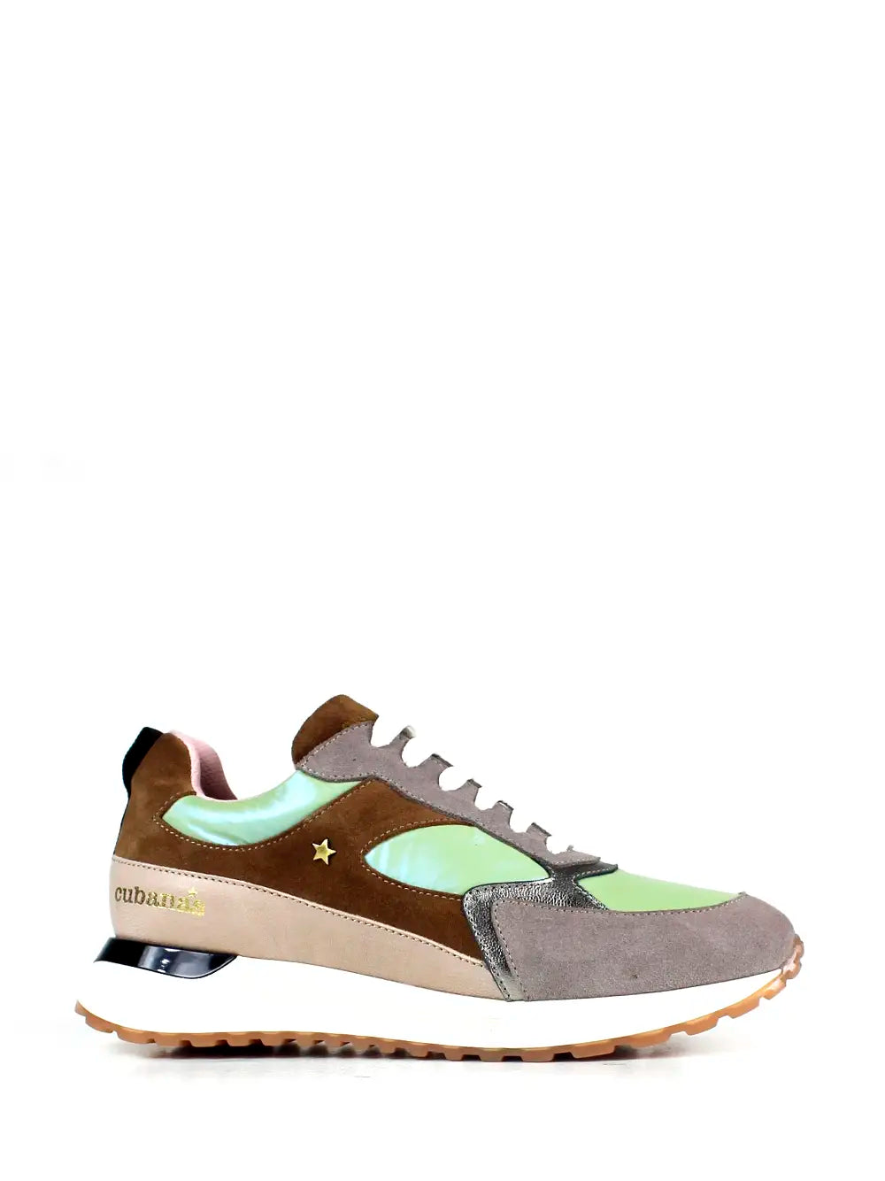 Metallic Green Fabric Sneakers