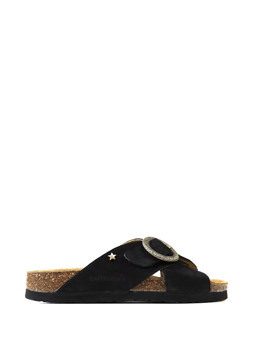 Carmo Black Suede Cross-Strap Sandals