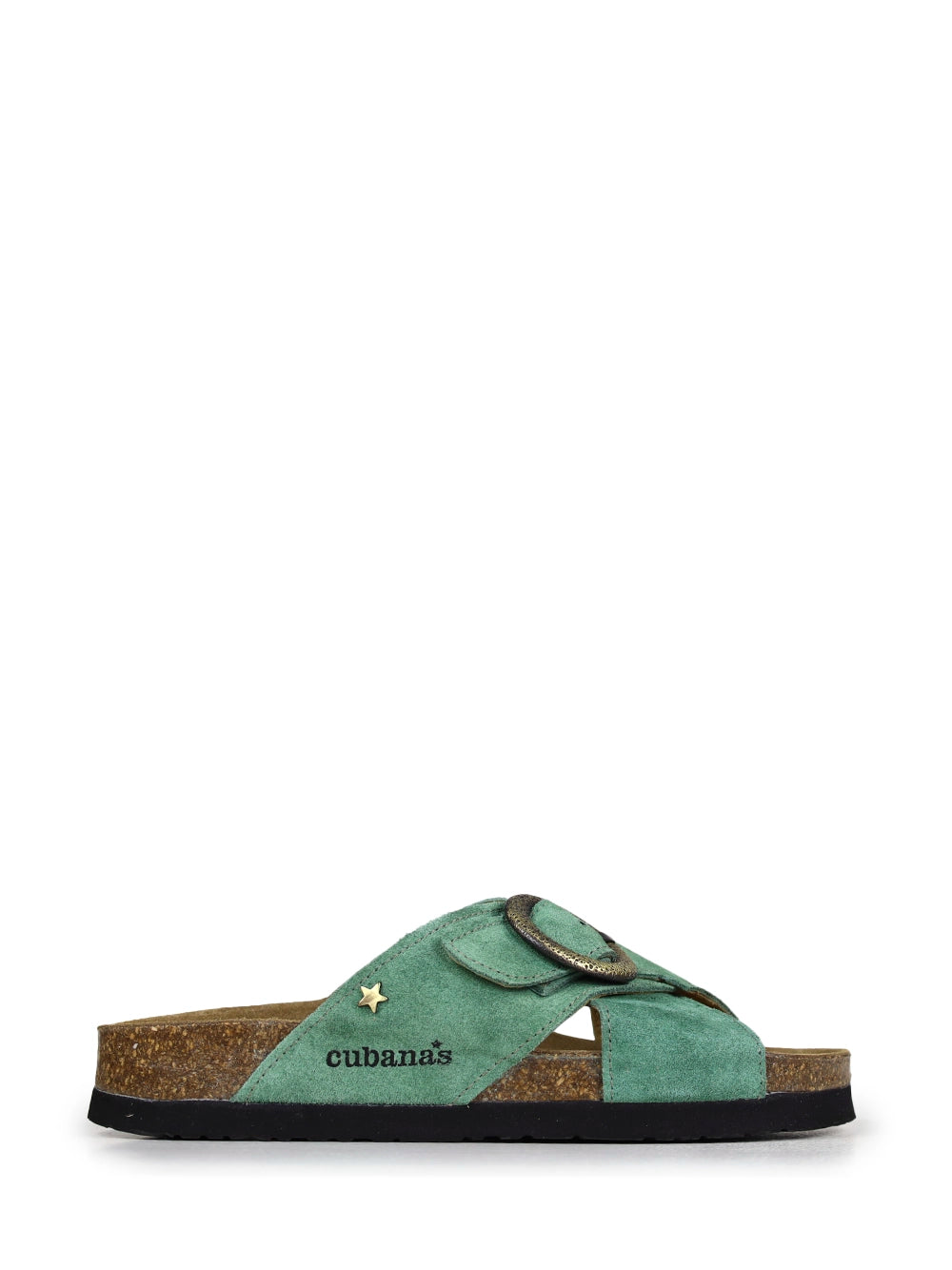 Carmo Green Suede Cross-Strap Sandals
