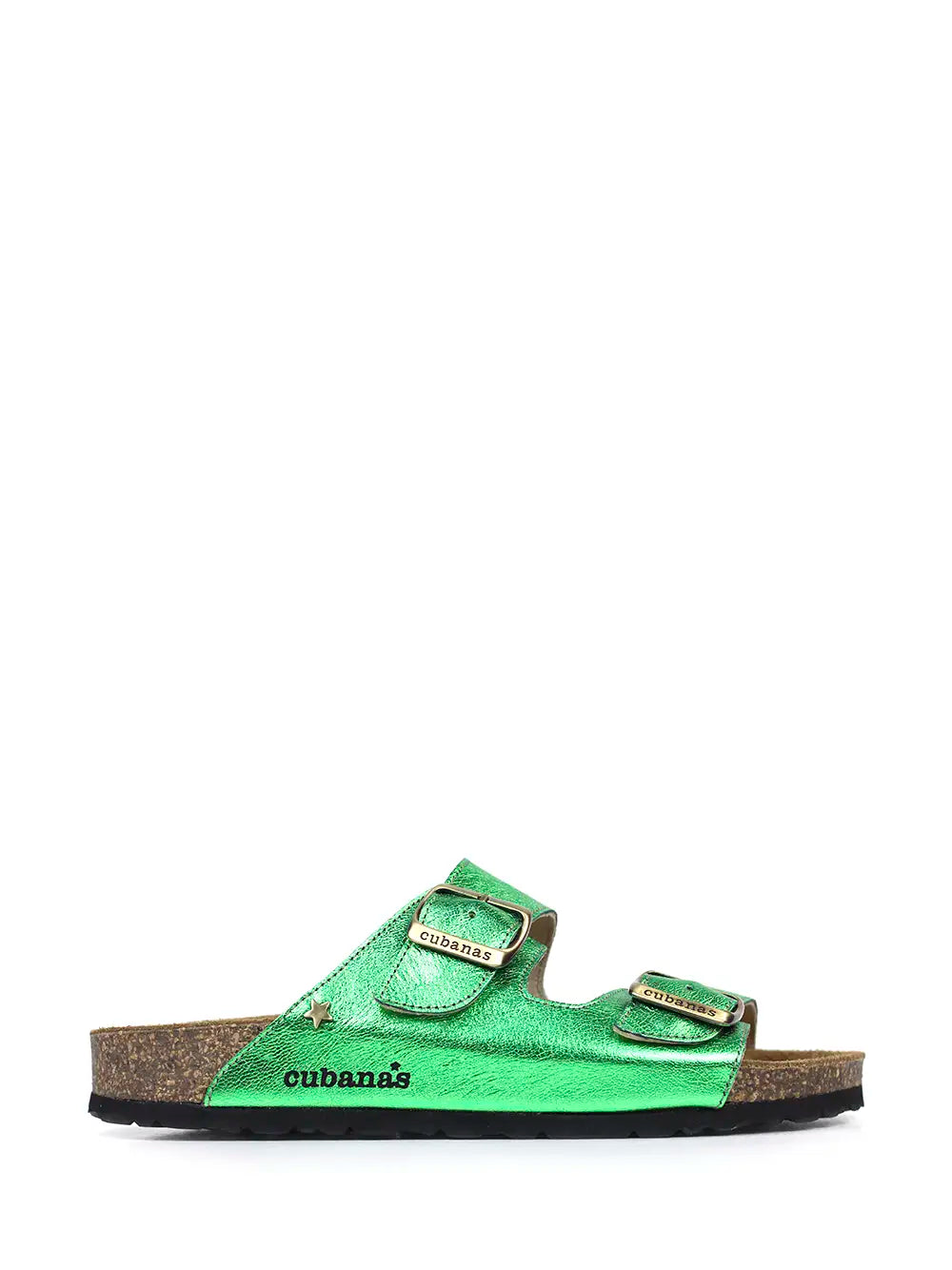 Sandália Amália em Pele Verde Metalizada