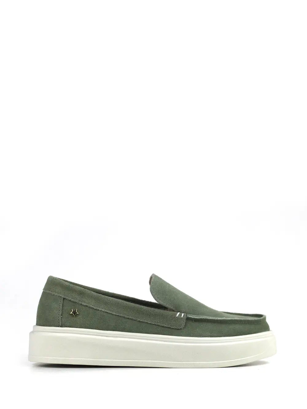 Green Suede Loafers with Chunky Soles
