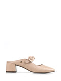 Mule em Pele Rosa e Fecho de Fivela