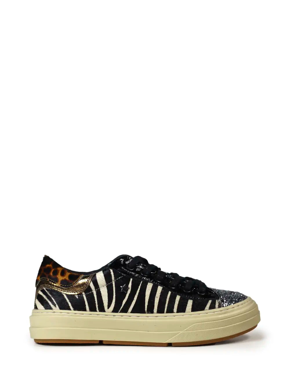 Zebra Print and Glitter Sneakers