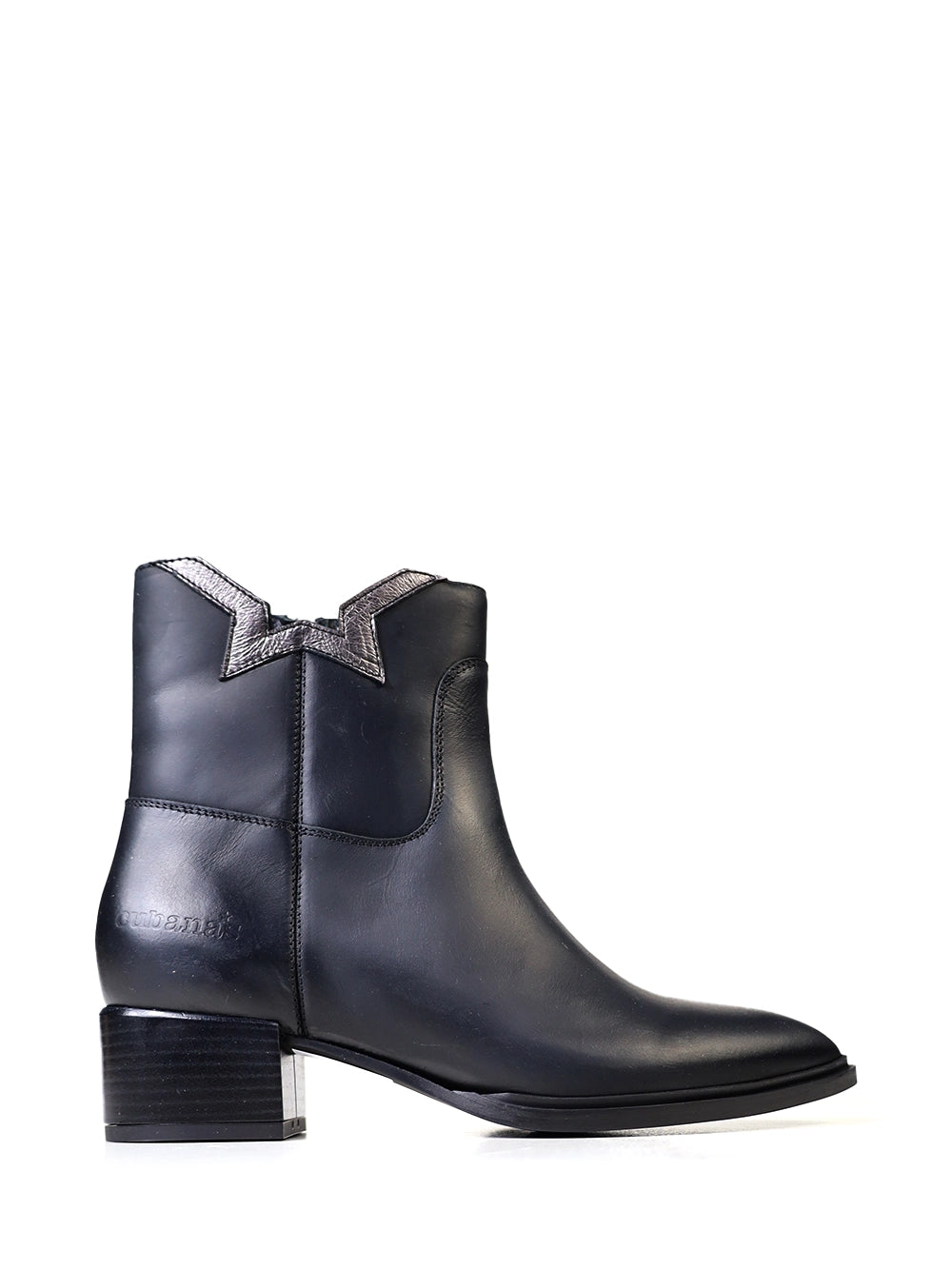 Black Leather Boot with Star Cut-Out