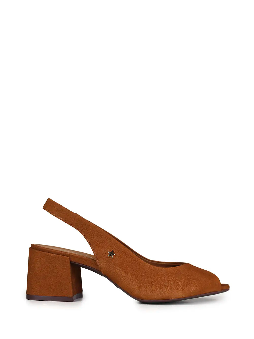 Sandália Peep Toe em Pele Castanha