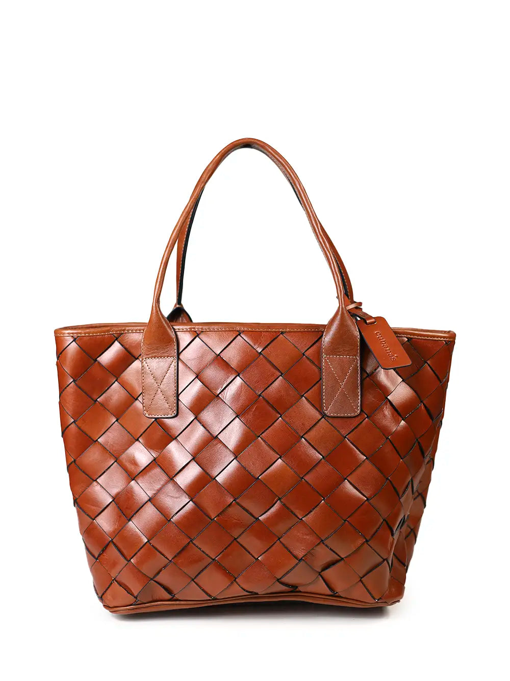 Brown Braided Leather Shopper Bag