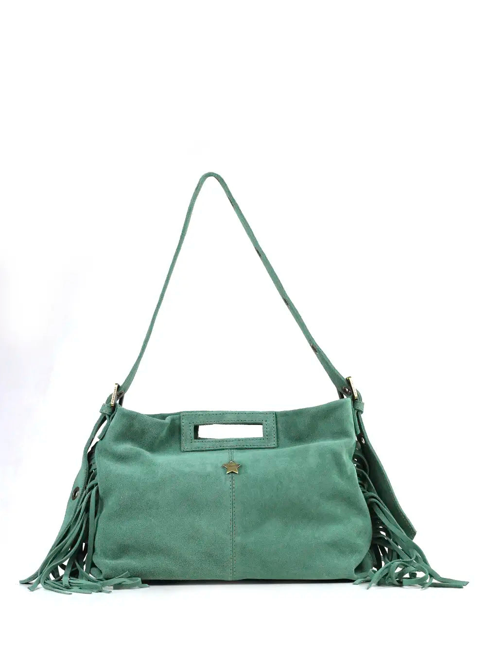 Green Suede Fringe Bag