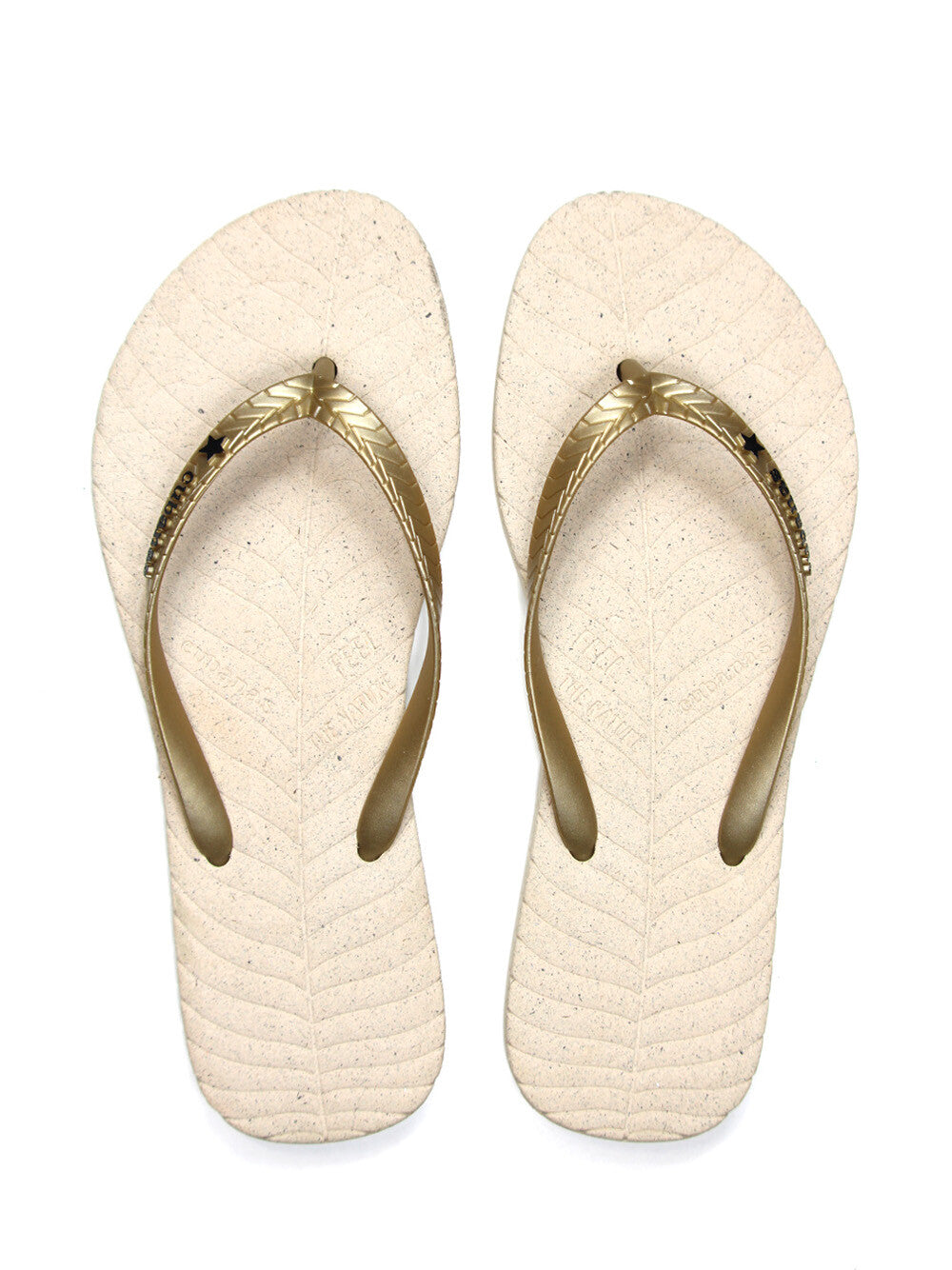 Chinelo Off-White com Tira Dourada