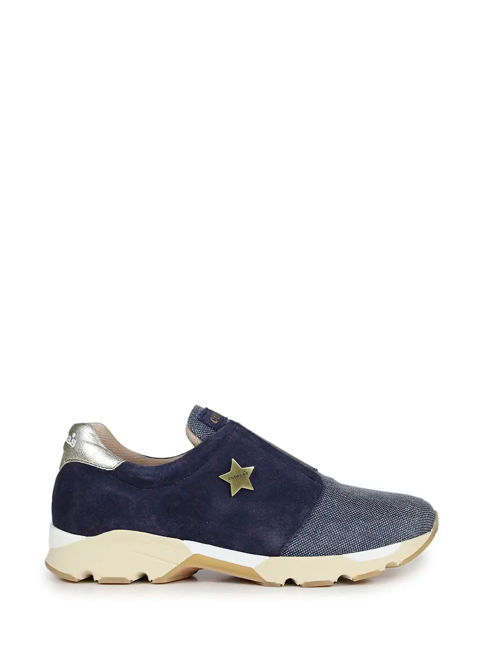 Blue Suede Trainers with Elastic