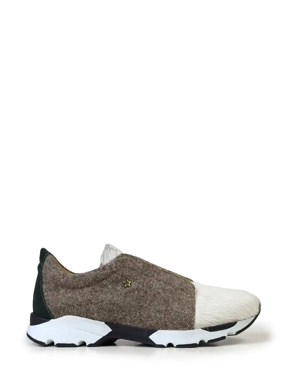 Grey Burel Sneakers with White Fur