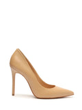 Scarpin Schutz em Pele Beige e Biqueira Fina