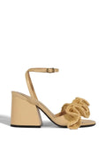 Beige Leather and Raffia Sandal