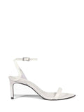 Schutz Sandals in White Leather with Vinyl Detail