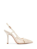 Schutz White Leather Multi-Strap Pumps