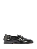 Loafer Preto Schutz em Pele com Pormenor Prata