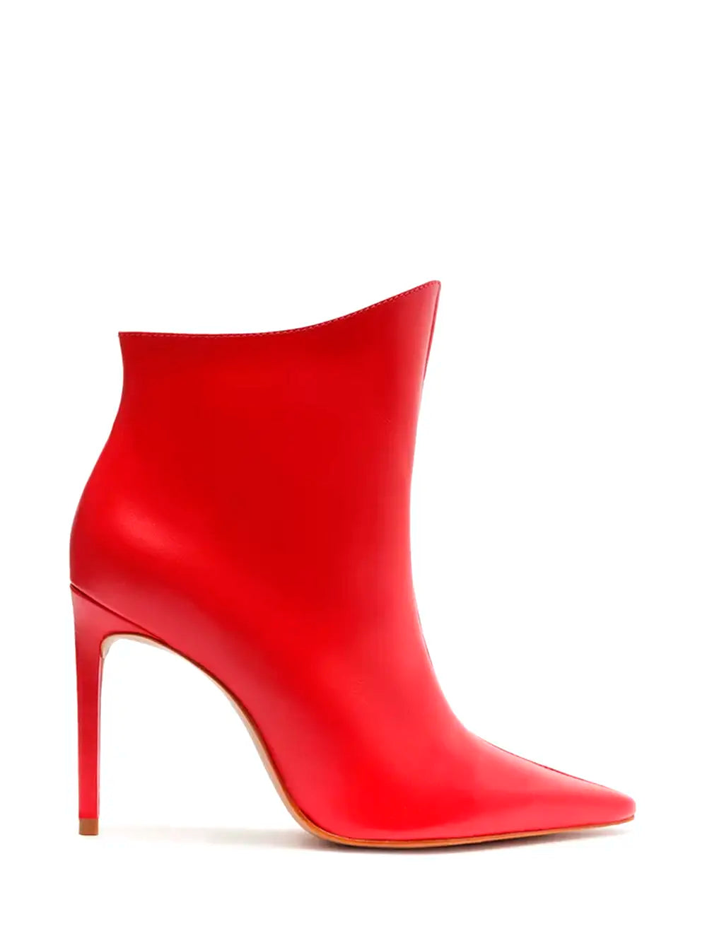 Schutz Red Leather Stiletto Heel Boot