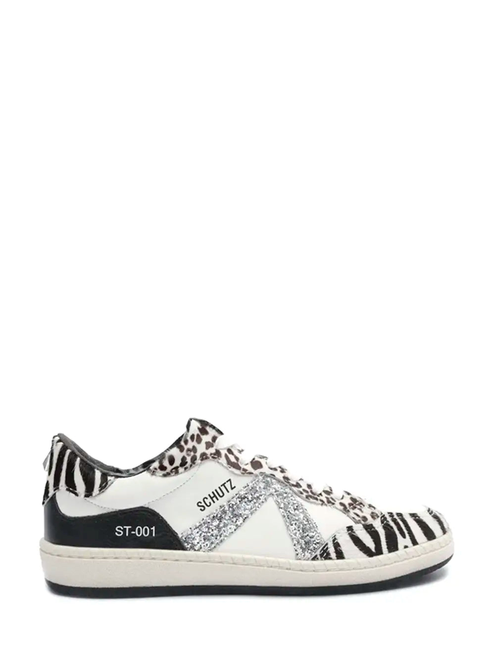 Ténis Schutz em Pele Branca e Animal Print