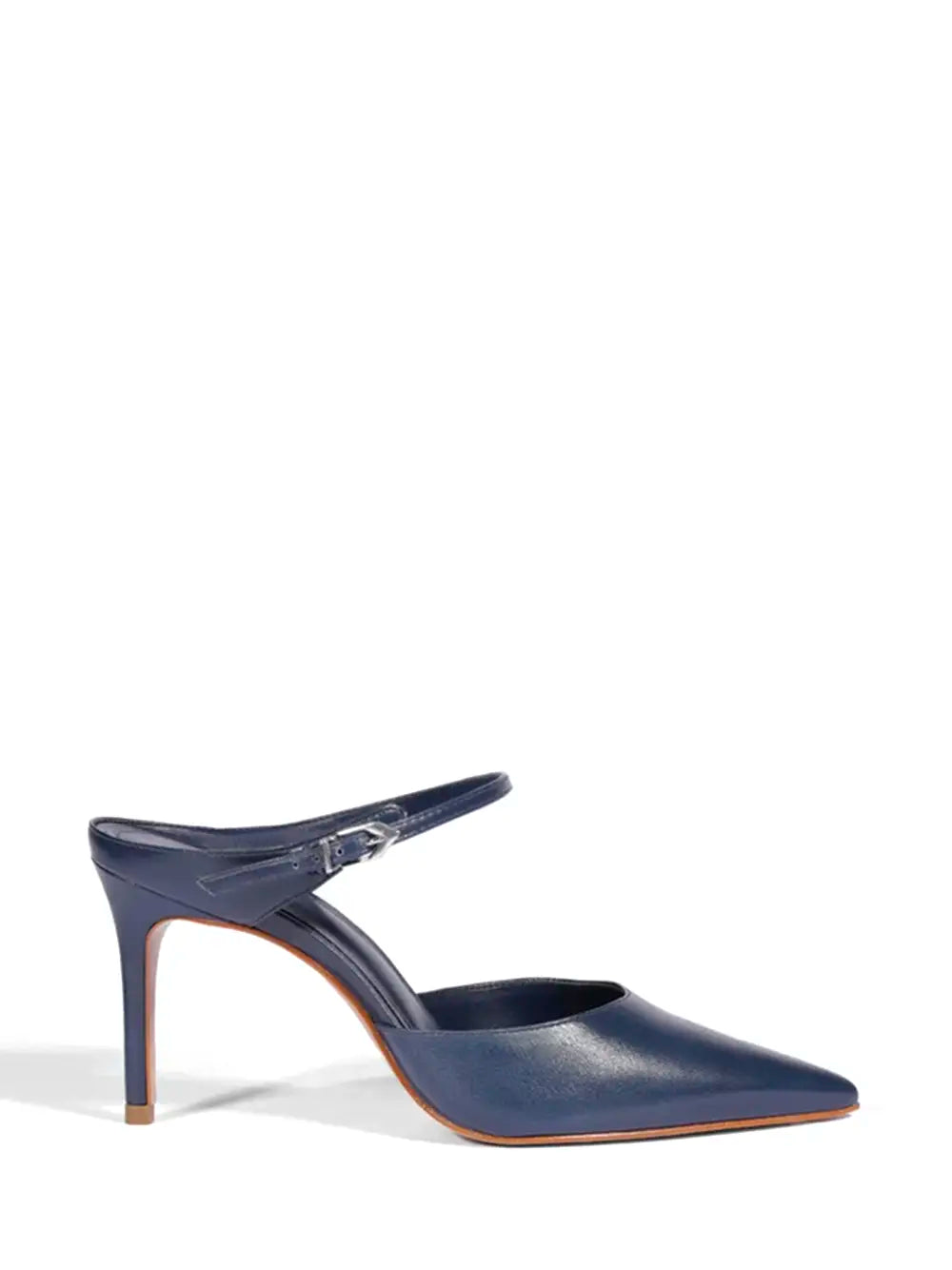 Schutz Dark Blue Leather Mule with Strap