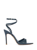 Schutz Blue Leather Sandal with Ankle Strap