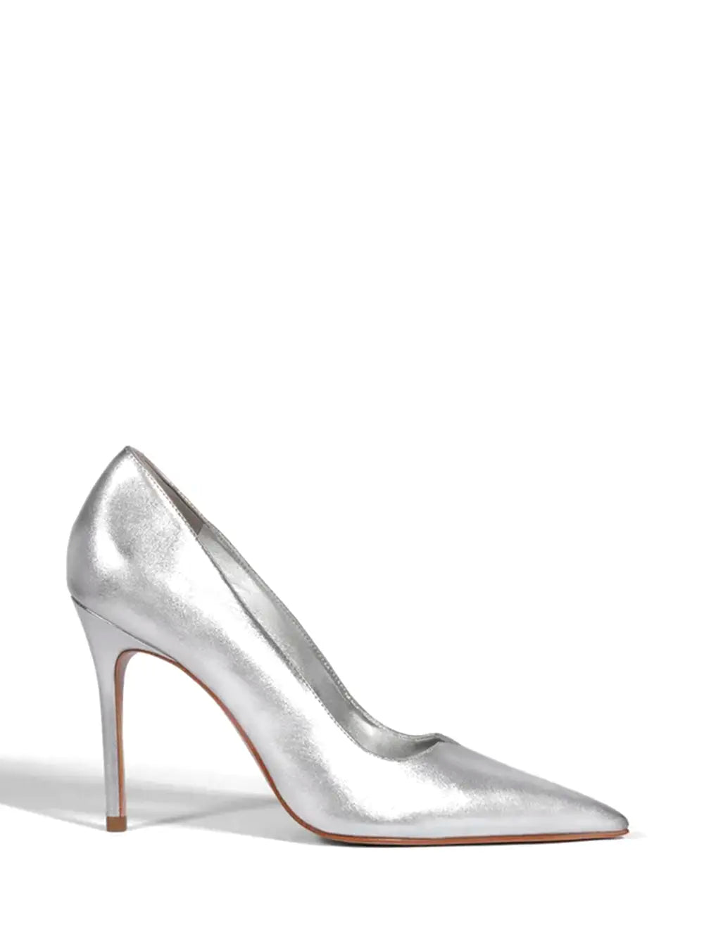 Scarpin Schutz em Pele Prata e Salto Alto
