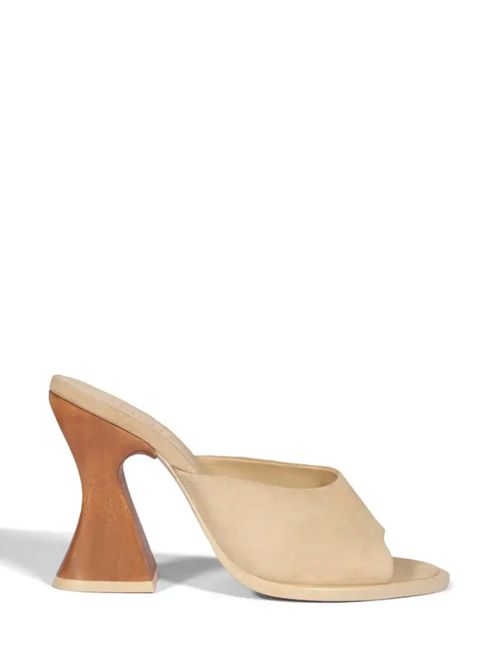 Sandália Schutz em Pele Beige e Salto de Madeira