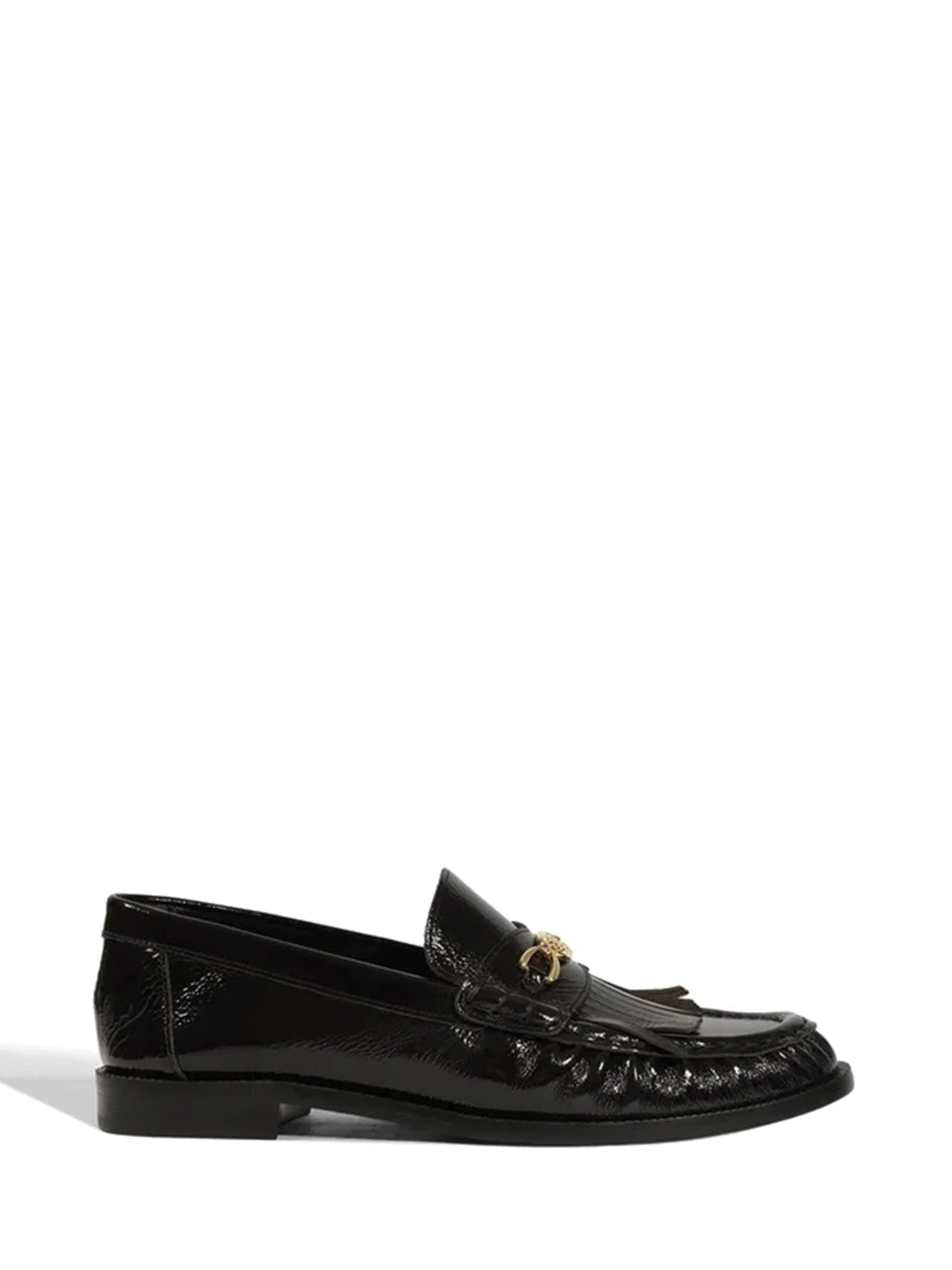 Loafer Schutz Preto em Pele e Metal