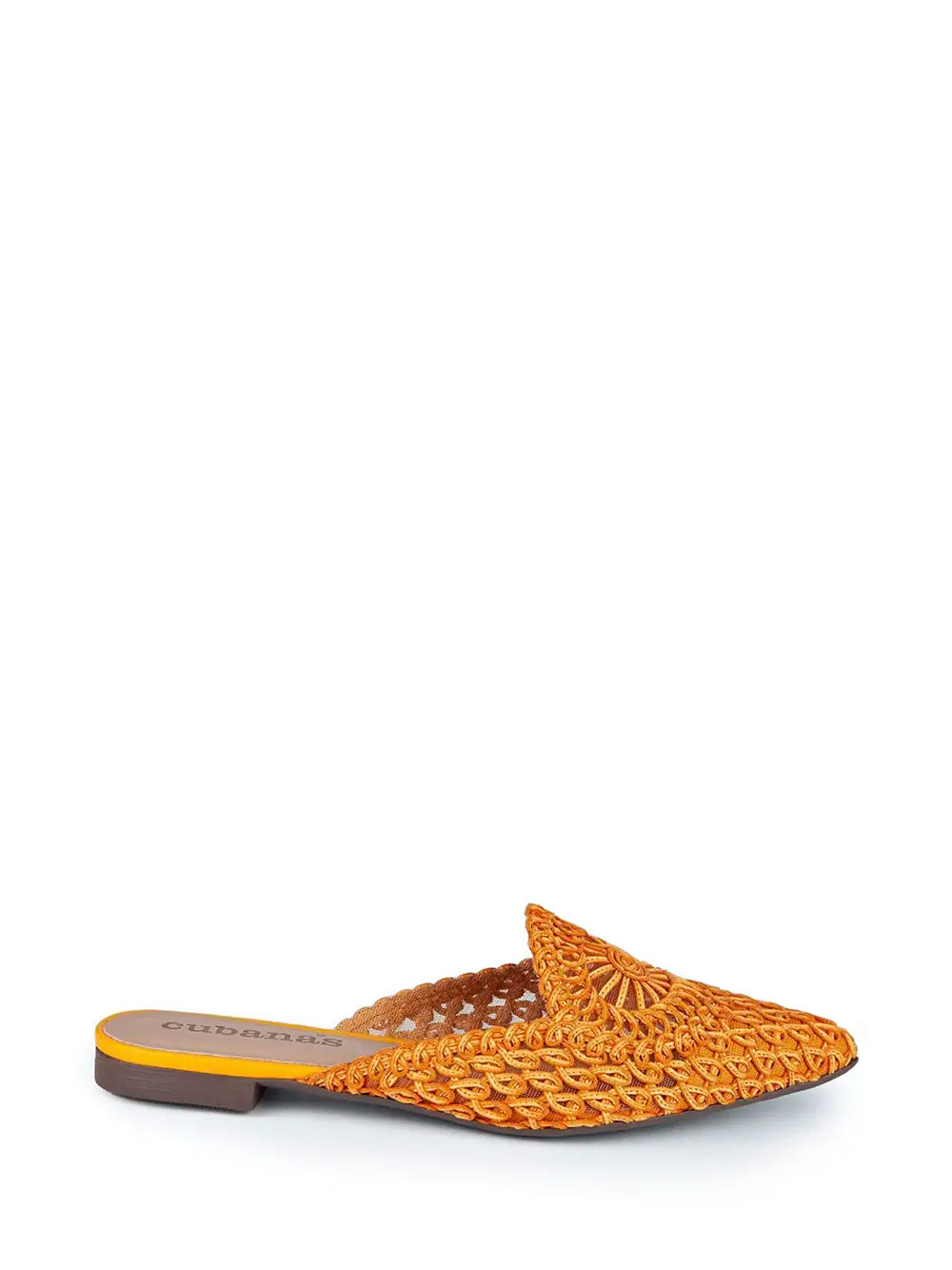 Mule em Crochet Laranja e Biqueira Fina