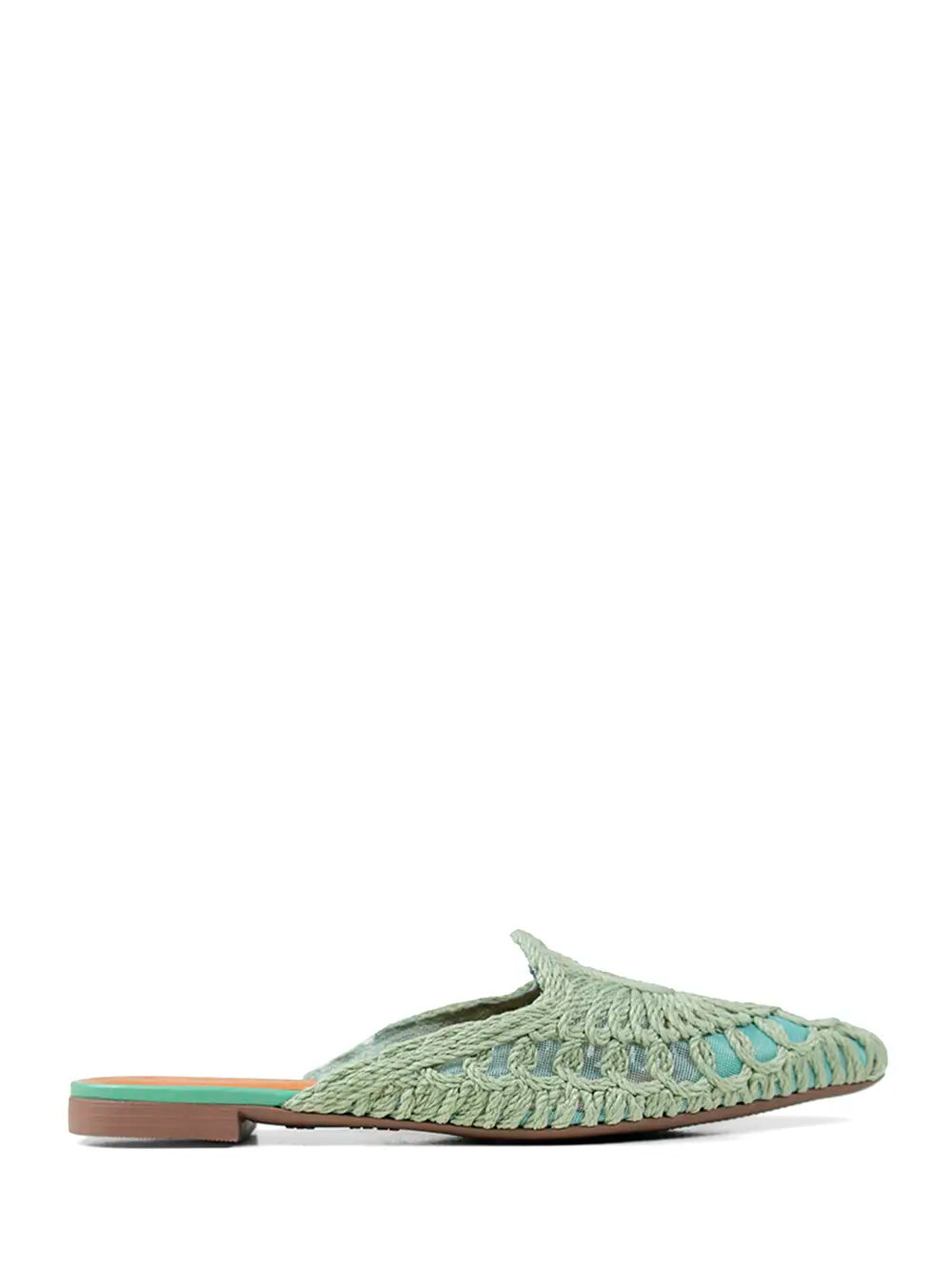 Mule em Crochet Verde e Biqueira Fina
