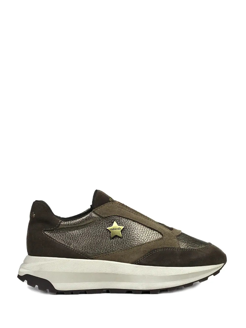 Metallic Brown Leather Sneakers with Chunky Sole