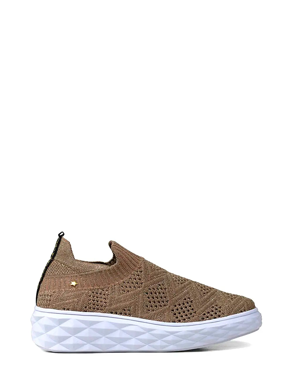 Fabric Sneakers in Beige with Chunky Sole