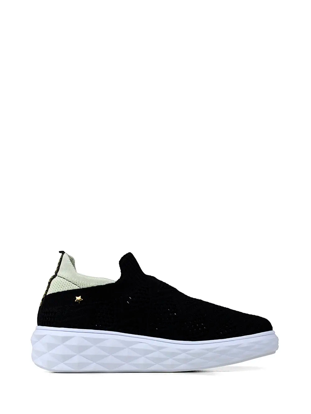 Black Fabric Sneakers with Chunky Sole