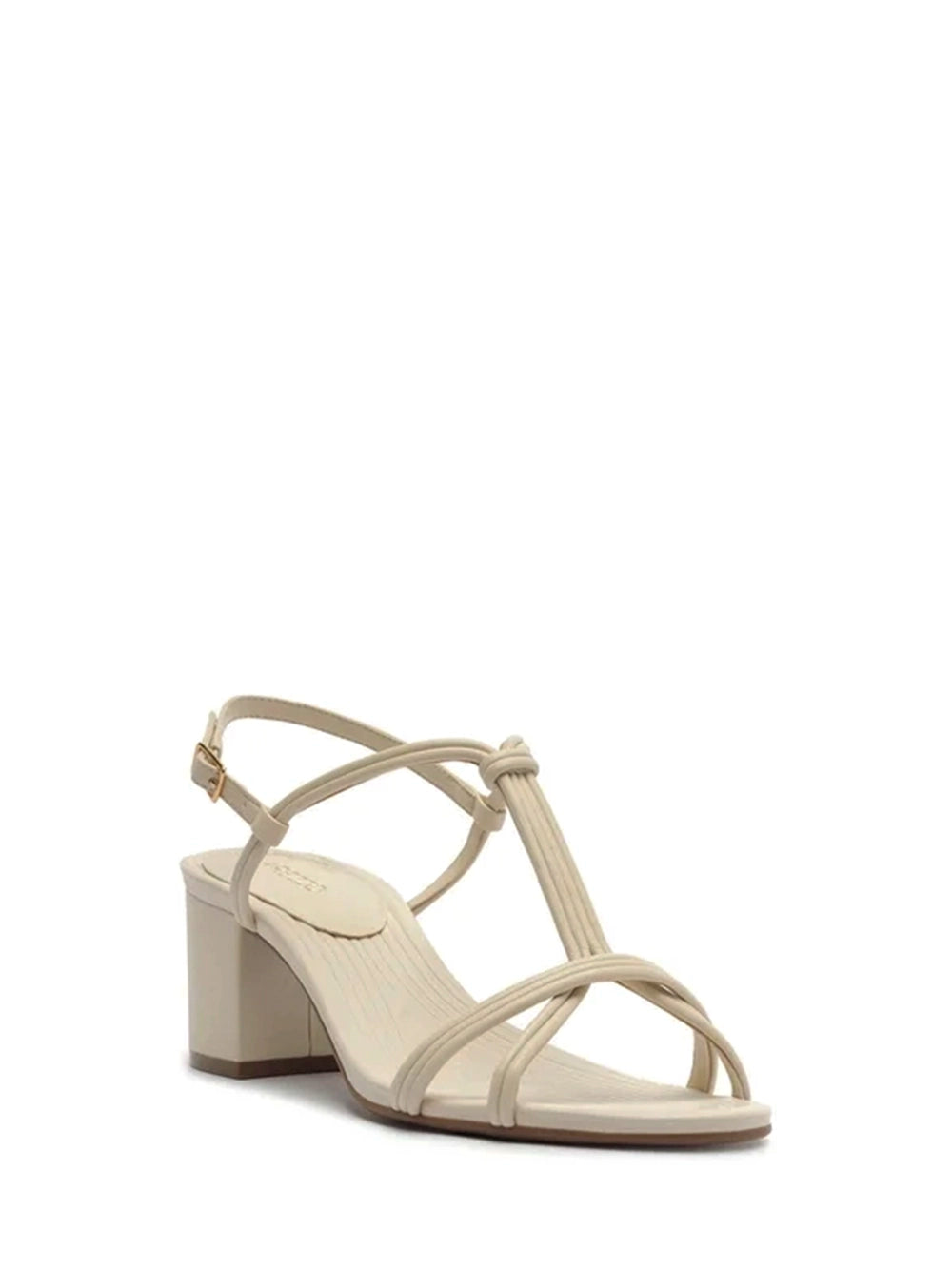 Off-White Leather Sandal with Textured Straps