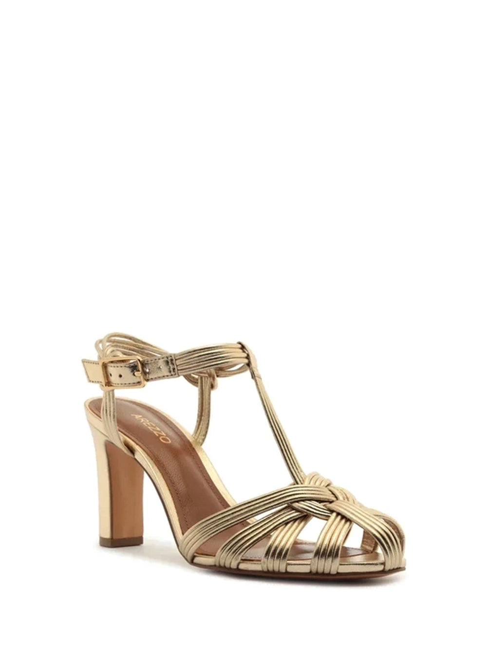 Gold Leather Strappy Sandals