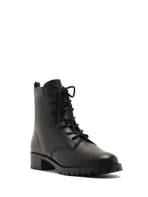Arezzo Black Leather Lace-Up Boots
