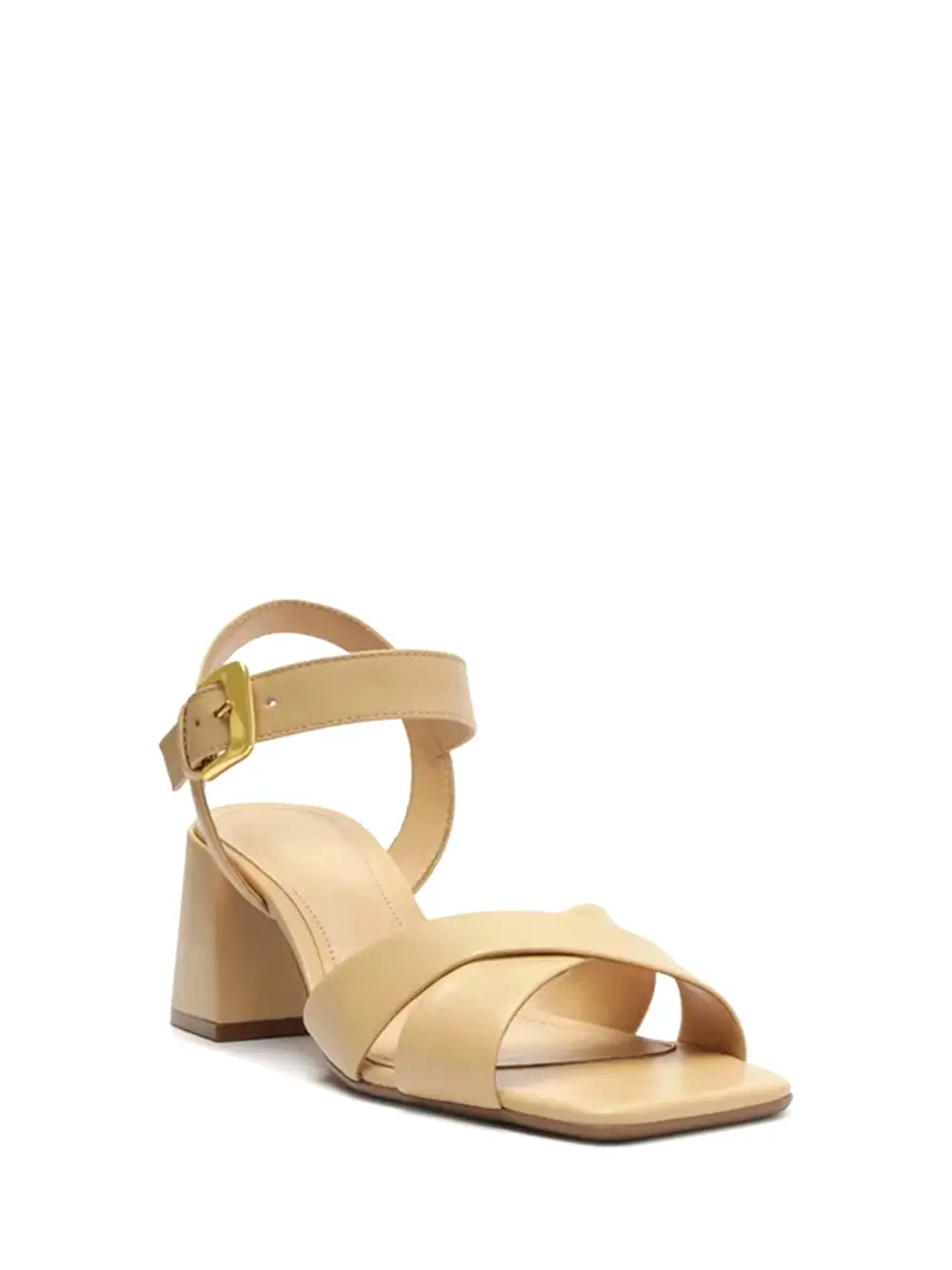 Sandália Arezzo em Pele Beige e Tiras Cruzadas