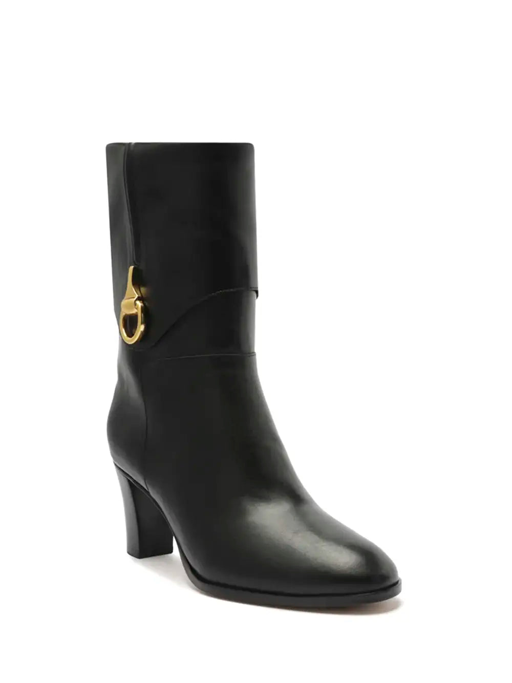 Arezzo Black Leather High-Heel Boot