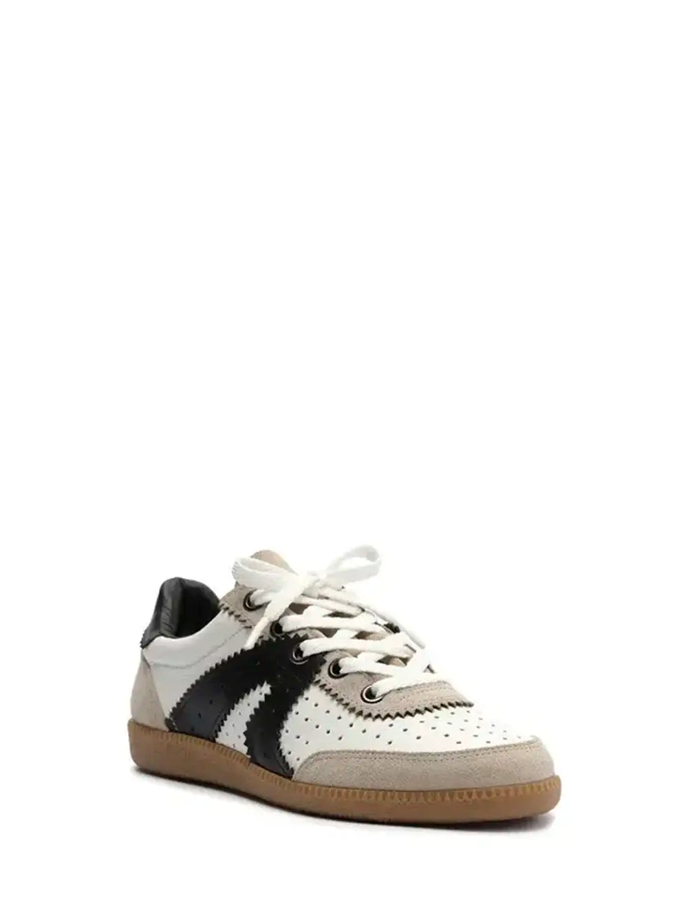 White Leather Trainers with Black Detail