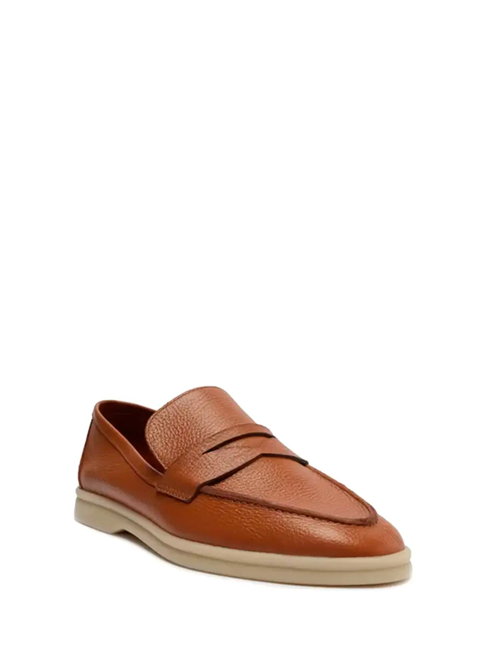 Arezzo Brown Leather Loafers with Toe Detail