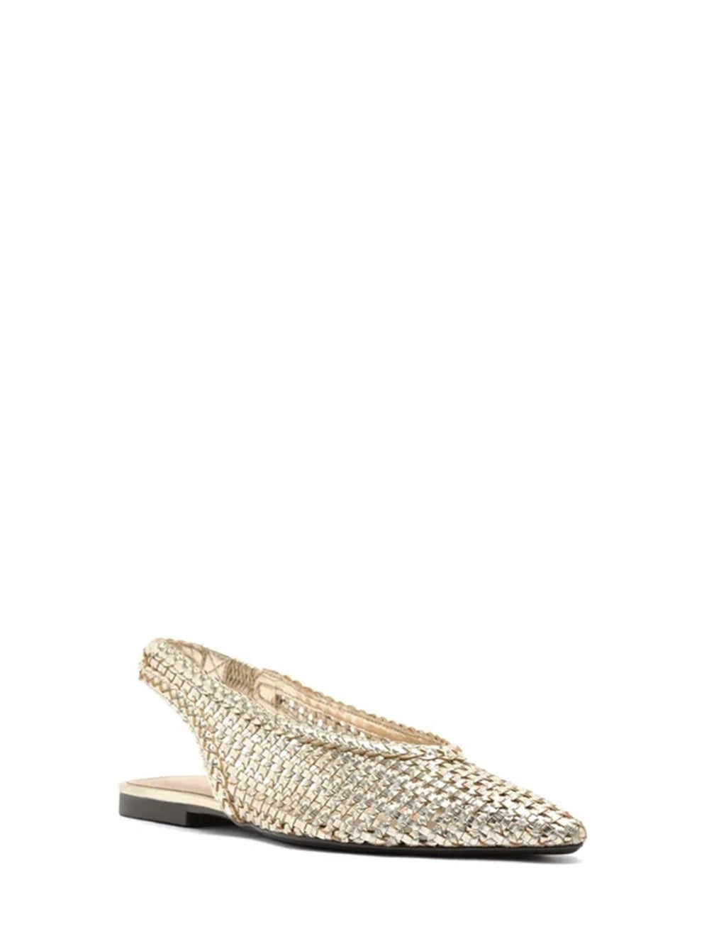 Gold Woven Pointed-Toe Flats