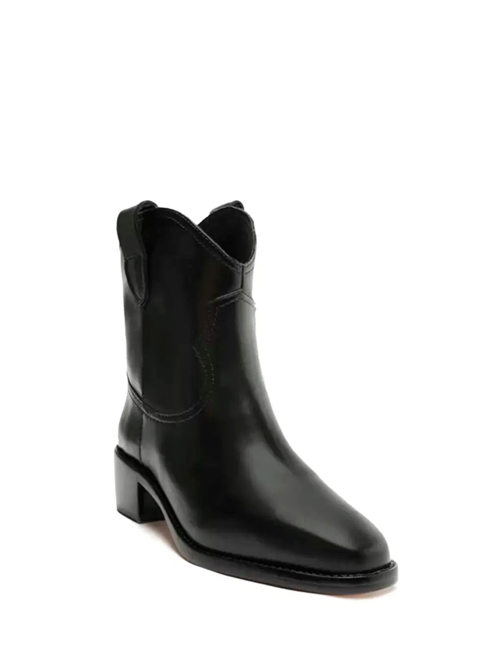 Arezzo Black Leather Cowboy Boots