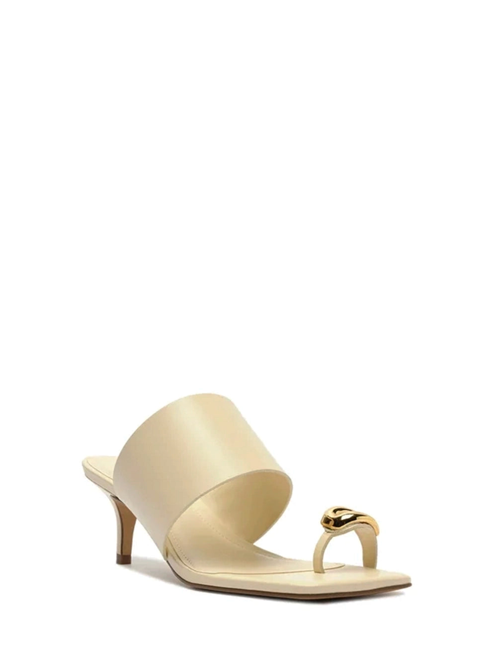 Off-White Leather and Bold Metal Sandals