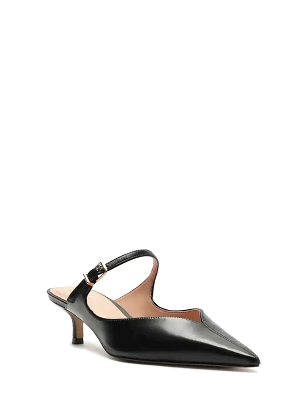 Mule Arezzo Preto em Pele com Biqueira Fina